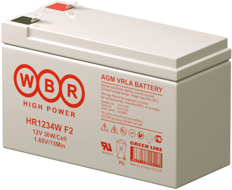 WBR HR1234W, Аккумулятор 12 В, 34W