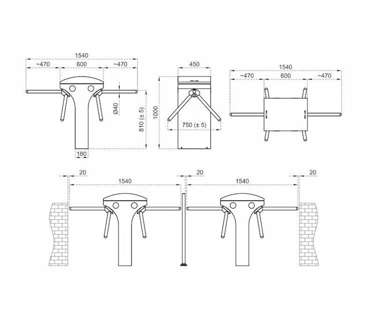 Турникет чертеж вид сверху